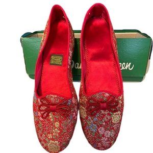 NWT Vintage Red Floral Boudoir Brocade Grandma Regencycore Slipper Flats